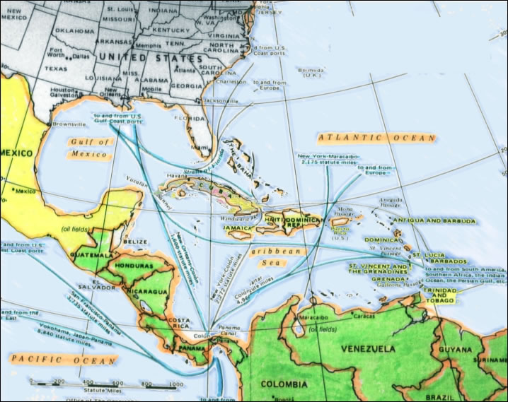 Colorized map of Cuba and West