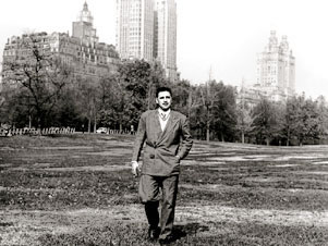 Young Fidel walking in the park
