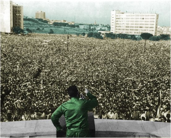 Fidel Castro addressing crowd in Havana